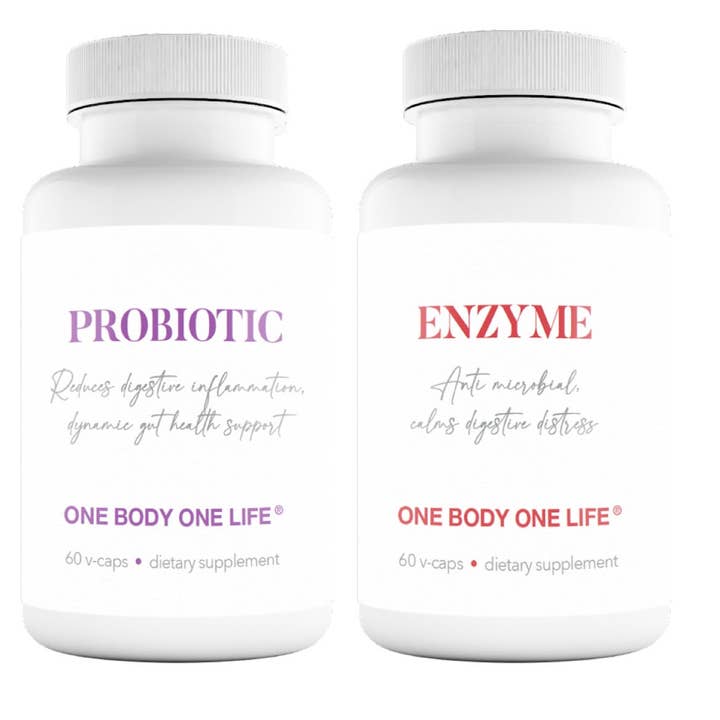 Ensemble de probiotiques et d'enzymes digestives pour la santé intestinale pour la vente par One Body One Life
