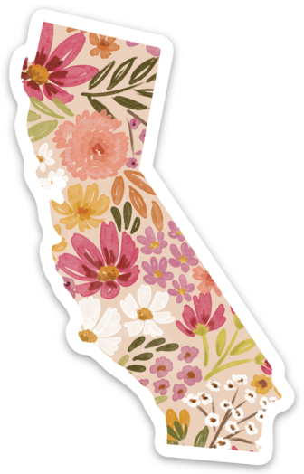 Elyse Breanne Design - Wholesale Sticker - California Floral State Sticker 3.25x2.5in2