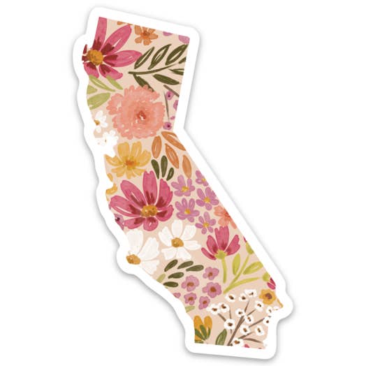 Elyse Breanne Design - Wholesale Sticker - California Floral State Sticker 3.25x2.5in2