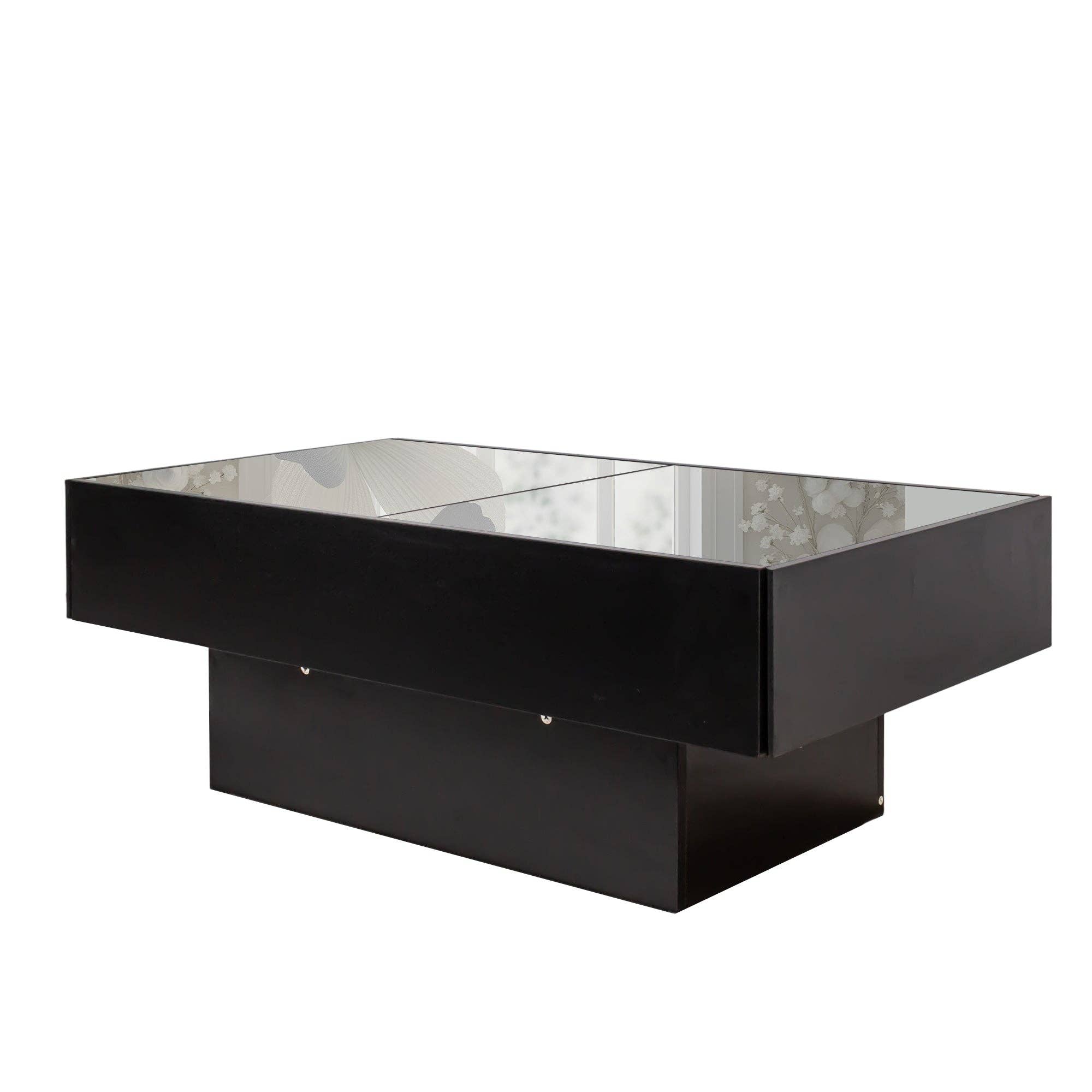 39F Inc. - Vente Tables basses - Table basse coulissante avec rangement caché, MDF noir10