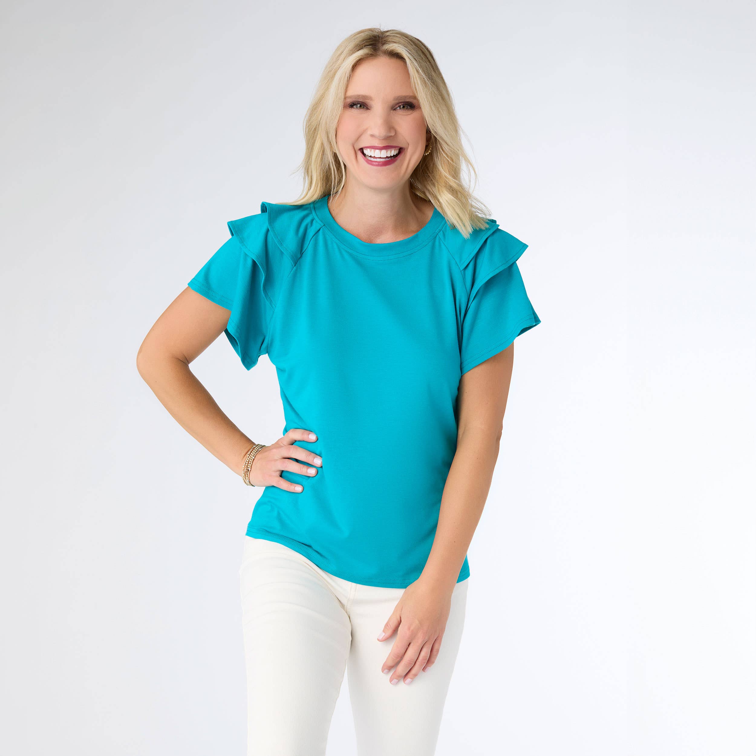 COCO + CARMEN - Wholesale Blouse - Women's - Mandy Cap Sleeve Ruffle Tee9