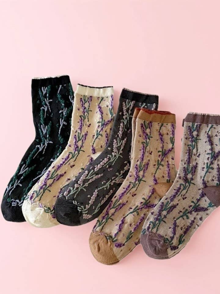 Rufia - Chaussettes Vintage à Motifs Floraux en Relief pour la vente par Funkyrel® Atzbranding Limited