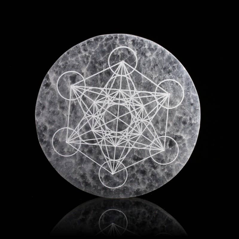 UniArt - Wholesale Ornament - Engraved selenite disc, 14 cm4