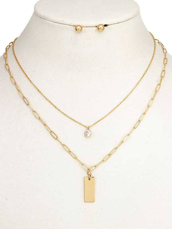 GEM BAR PENDANT LAYERED NECKLACE SET for wholesale by anbfashion