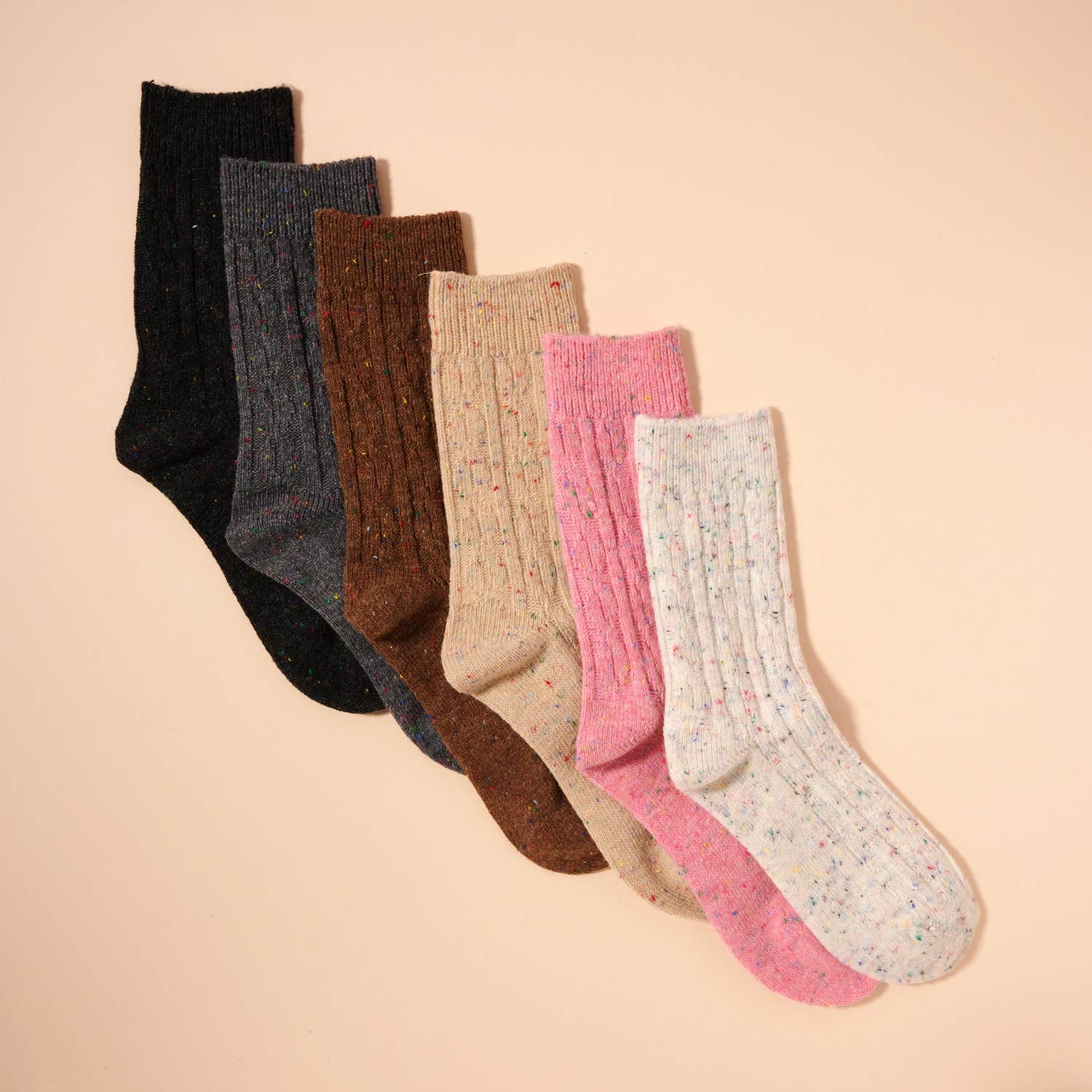 Lilla Haven - Wholesale Socks - Women's - Mélange Wool Blend Cable Knitted Calf Socks6