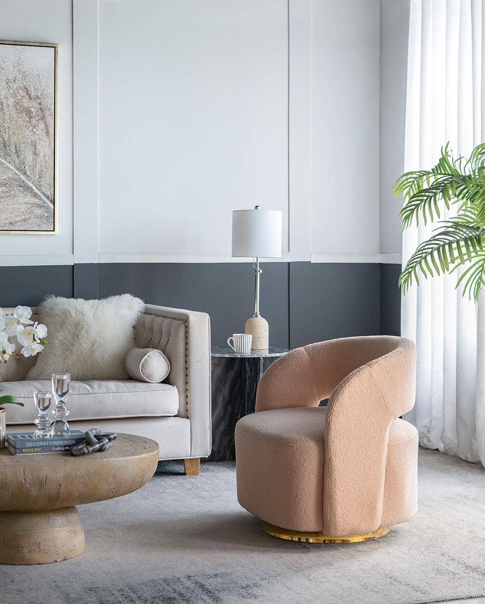 A&B Home Group Inc. - Vente Chaises - Fauteuil tonneau pivotant orange avec dossier surélevé 26,5x29,5x29,5"11