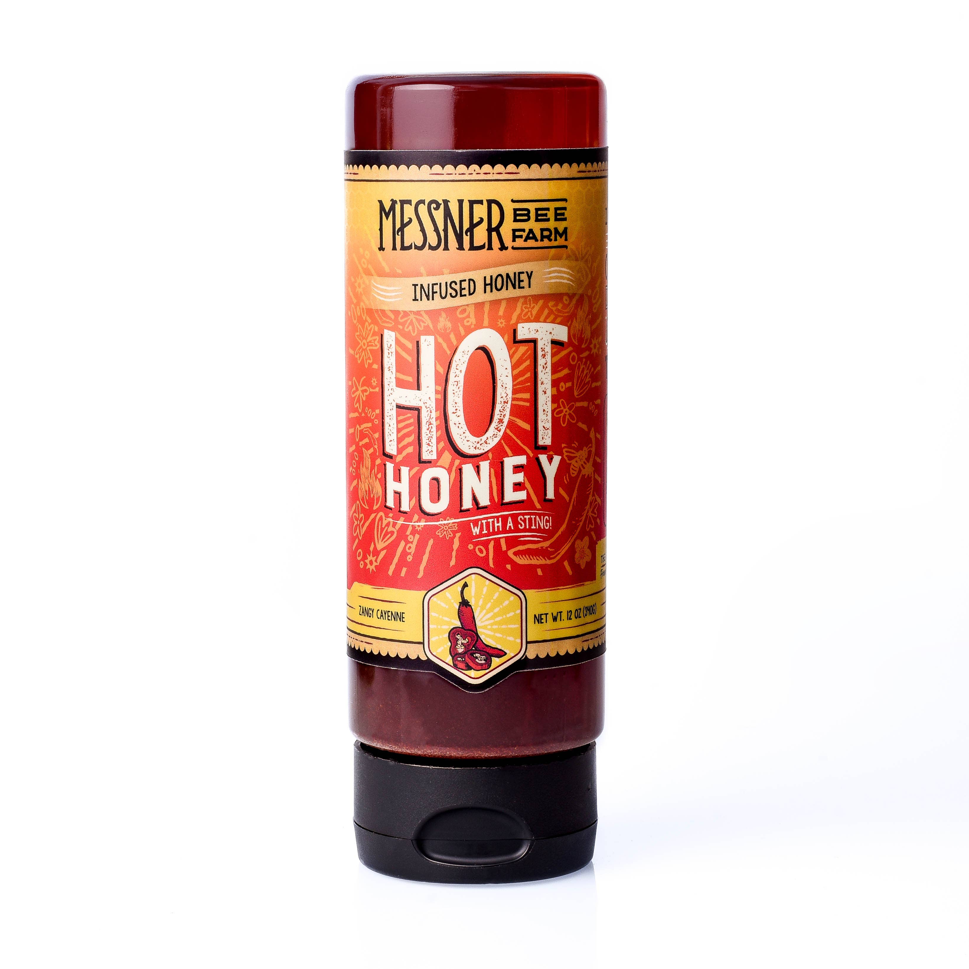 Messner Bee Farm – wholesale Honung – Hot Honey "With a Sting!" / 12 oz (340 g) / Kansas City-influerad honung2