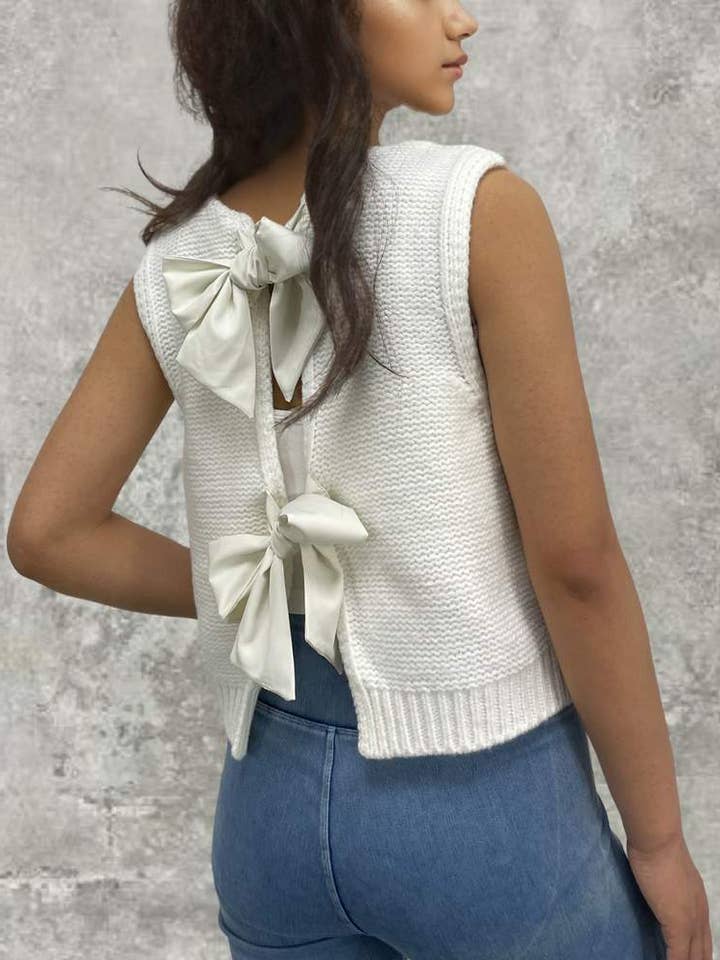 sleeveless bow vest fashion knitted shirt coat for wholesale by Fashion Combination