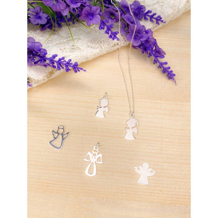 COM FORSA SL - Wholesale Pendant/Charm Necklace - Sterling Silver 925 Girl-Angel Praying Pendant 9 X 17Mm2
