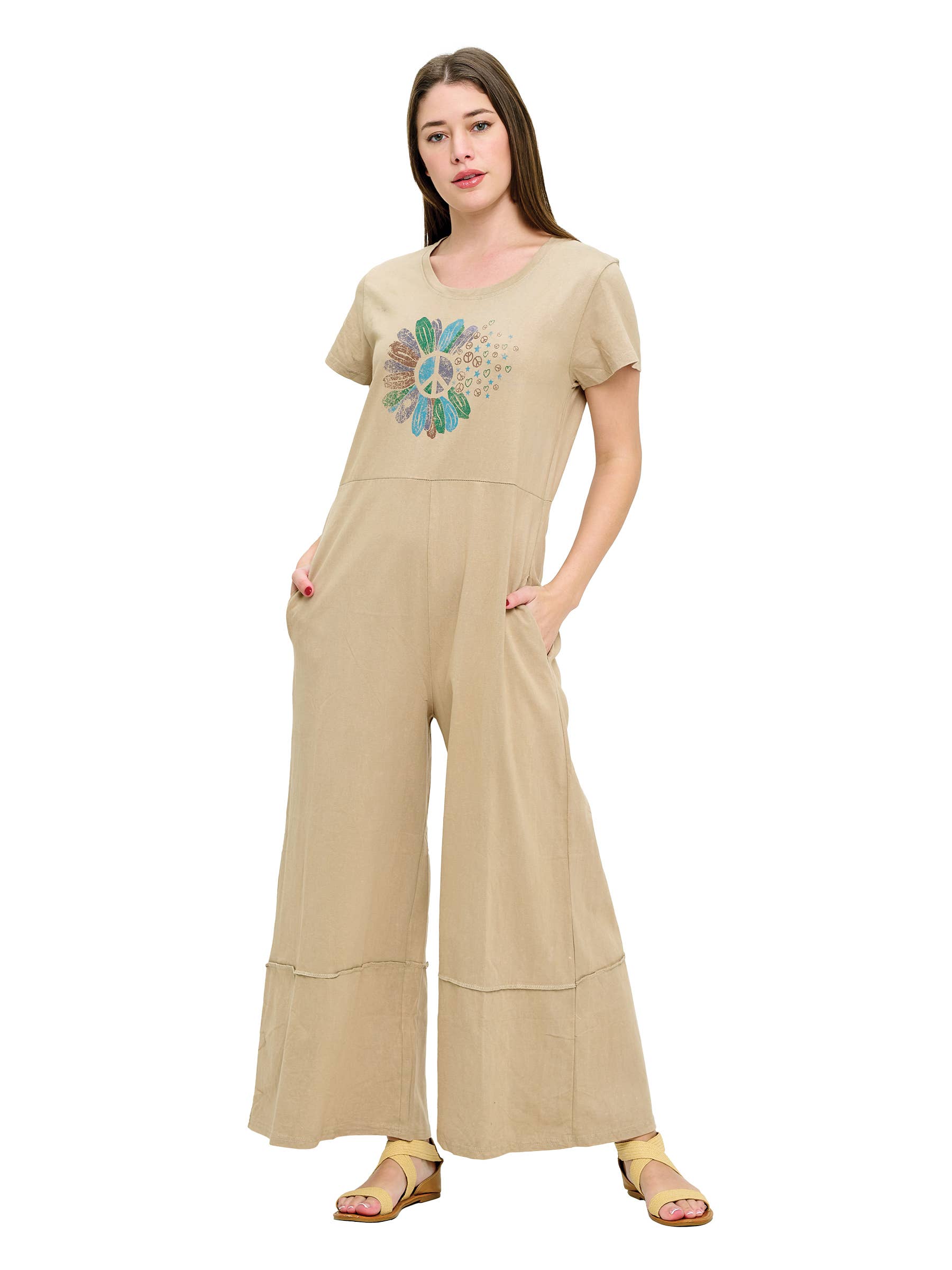Yak & Yeti - Wholesale Jumpsuit - Women's - Jumpsuit Peace Flower Print0