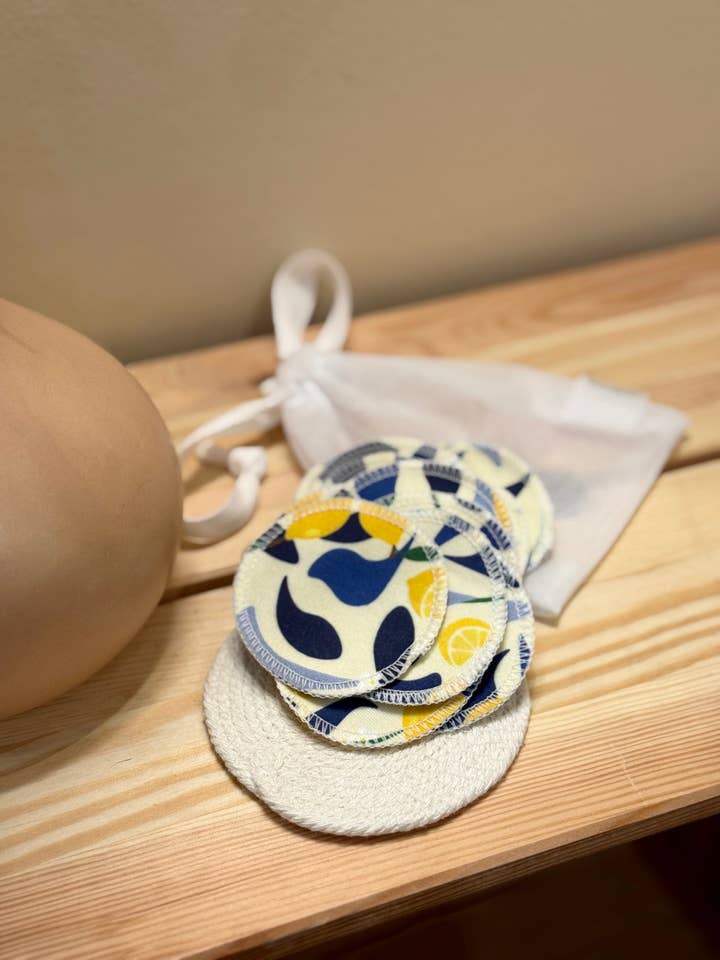 Organic Cotton Rounds - Lemons for wholesale by Freon Collective