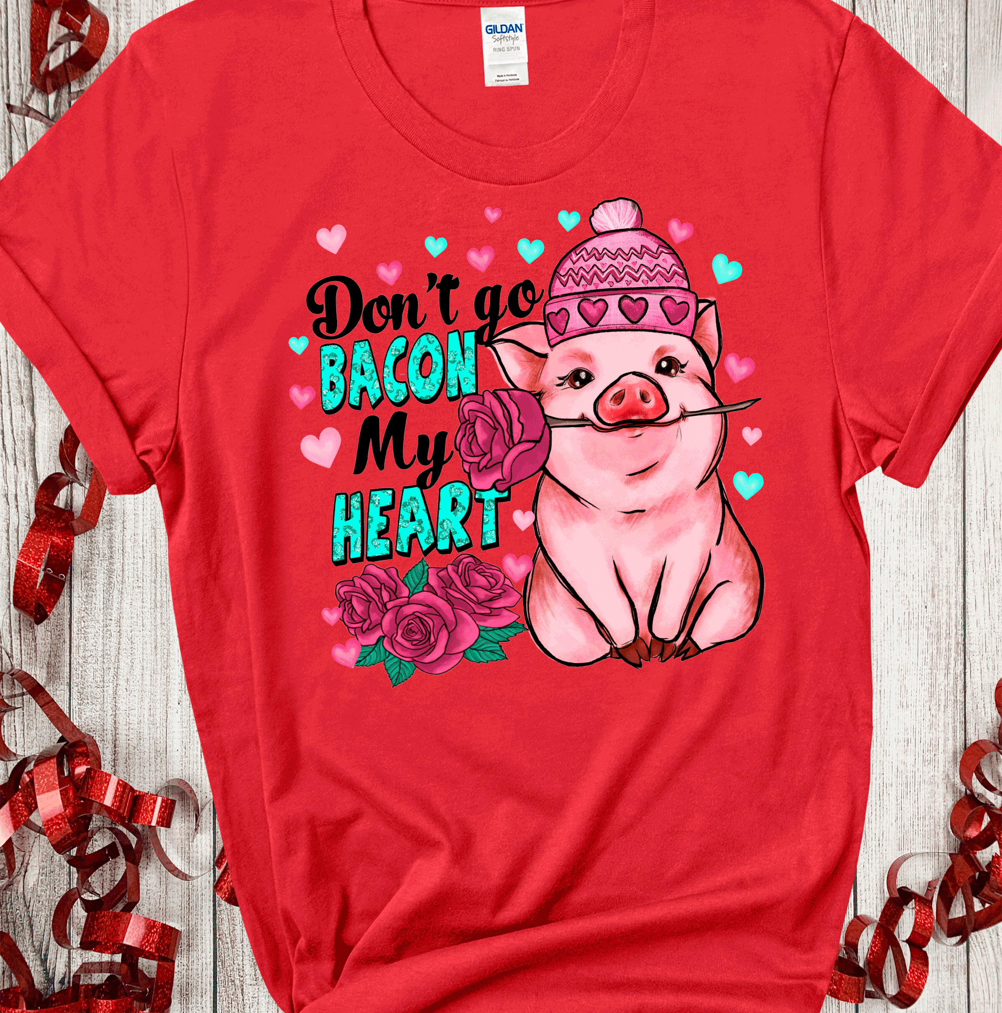 A Blessed Texas Mess Boutique - Wholesale T-Shirt (Graphic) - Women's - Don't go Bacon My heart Valentines day Gift Funny Mama Shirt1