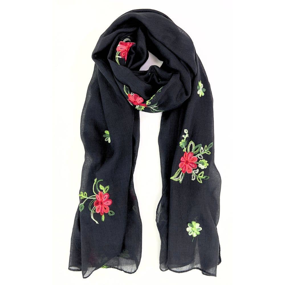 Humble Hilo – Engroshandel Tørklæde - Dame – Humble Hilo Broderet tørklæde/sjal med blomster50