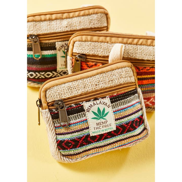 Namaste - Wholesale Coin purse – Women’s - Natural Hemp and Gheri Zip Purse1