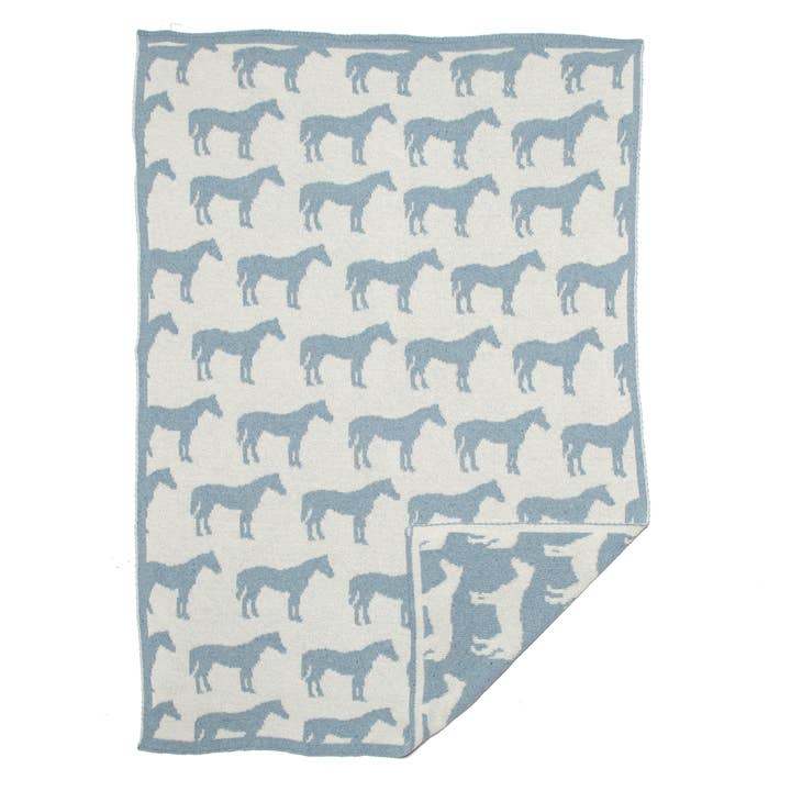 In2Green - Wholesale Bedding blanket – Kids & Baby - Baby Reversible Cotton Knit Blanket - Pony1