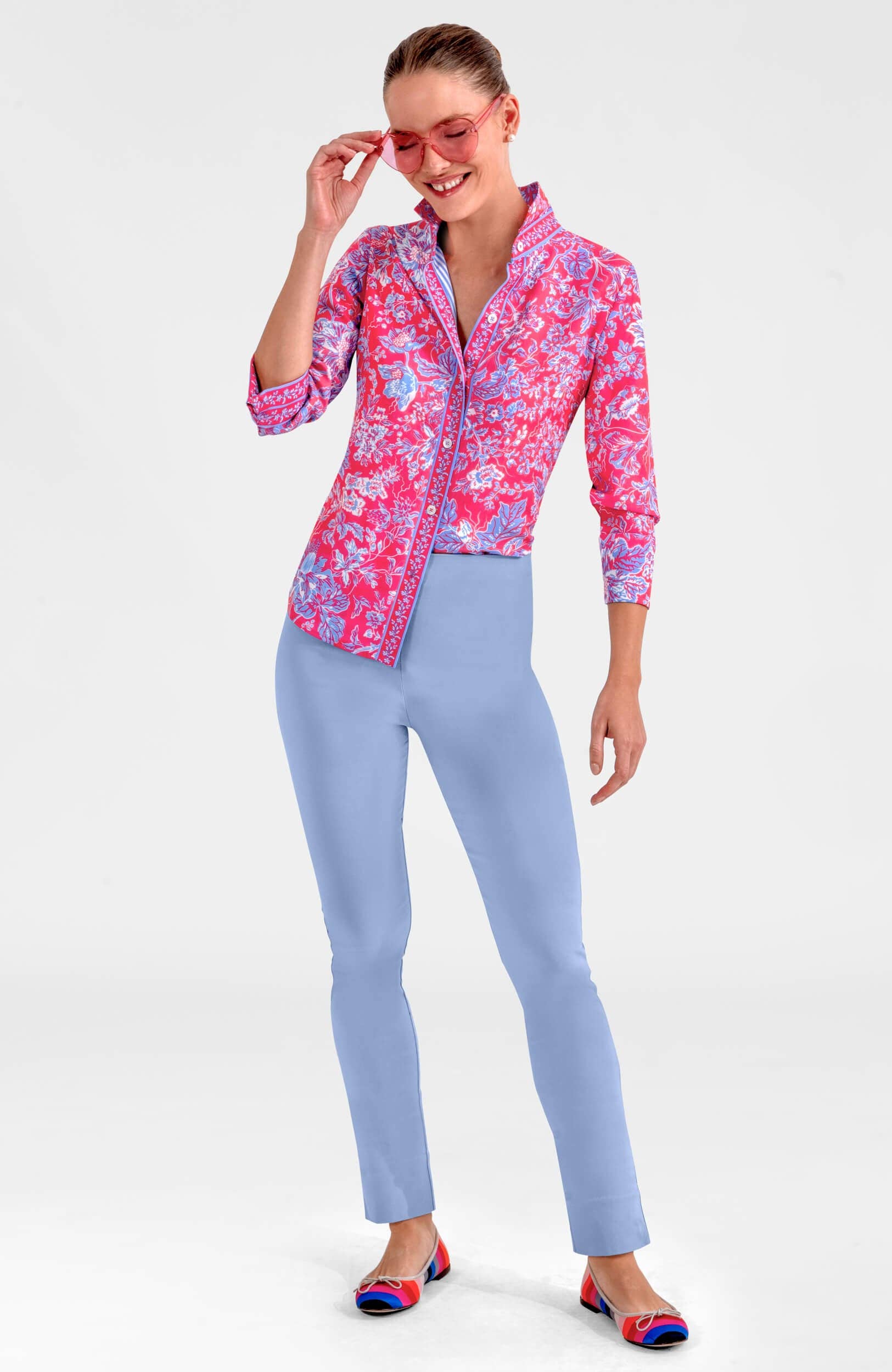 Gretchen Scott LLC - Wholesale Button Down Shirt - Women's - Boyfriend Shirt - English Garden3