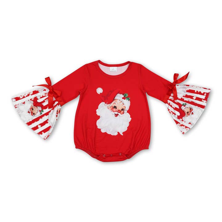 Yawoo Garments - Wholesale Top & Pant Set - Kids - Red santa top stripe bell bottom pants girls Christmas outfits2