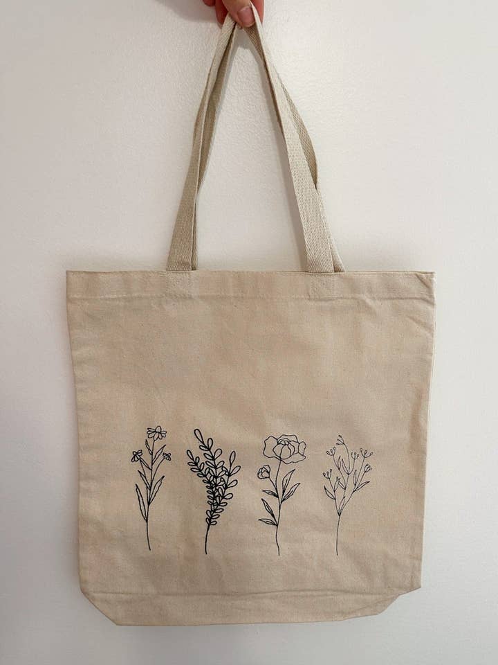 Floral Canvas Tote Bag for wholesale by Ivory Honey Designs