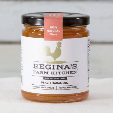 Peach Habanero 9 oz. jar for wholesale by Regina's Farm Kitchen, Artisan Fruit Spreads