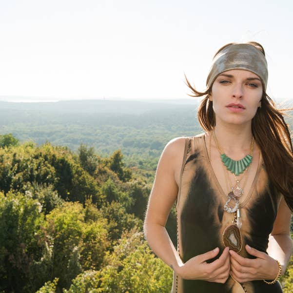 Crystal and Sage - Wholesale Pendant/charm necklace - Agate gemstone necklace with agate slice and bordered citrine1