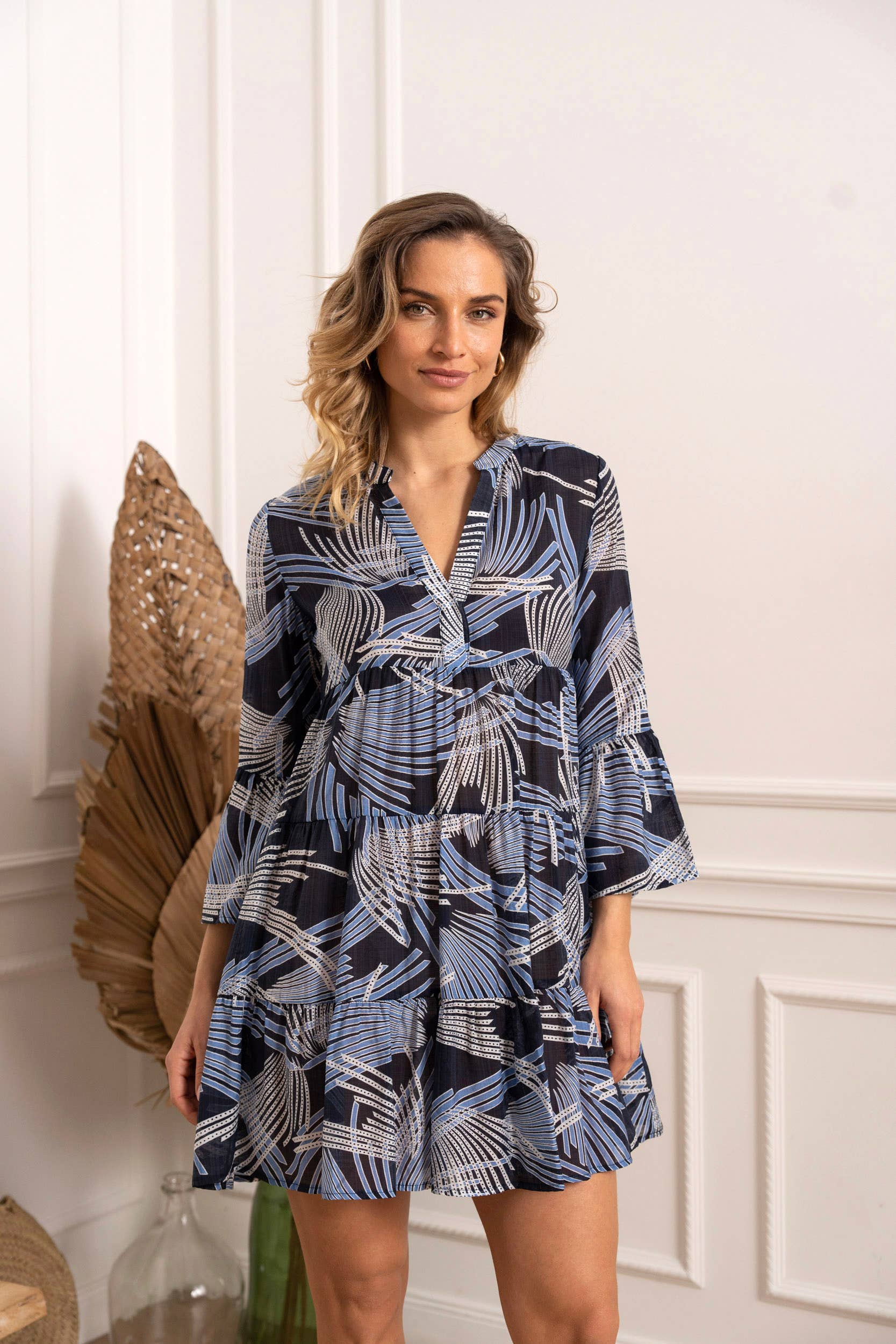 CHOKLATE PARIS (US No duties) - Wholesale Dress - Women's - Short printed silk dress Saint-Tropez - CK08110-21