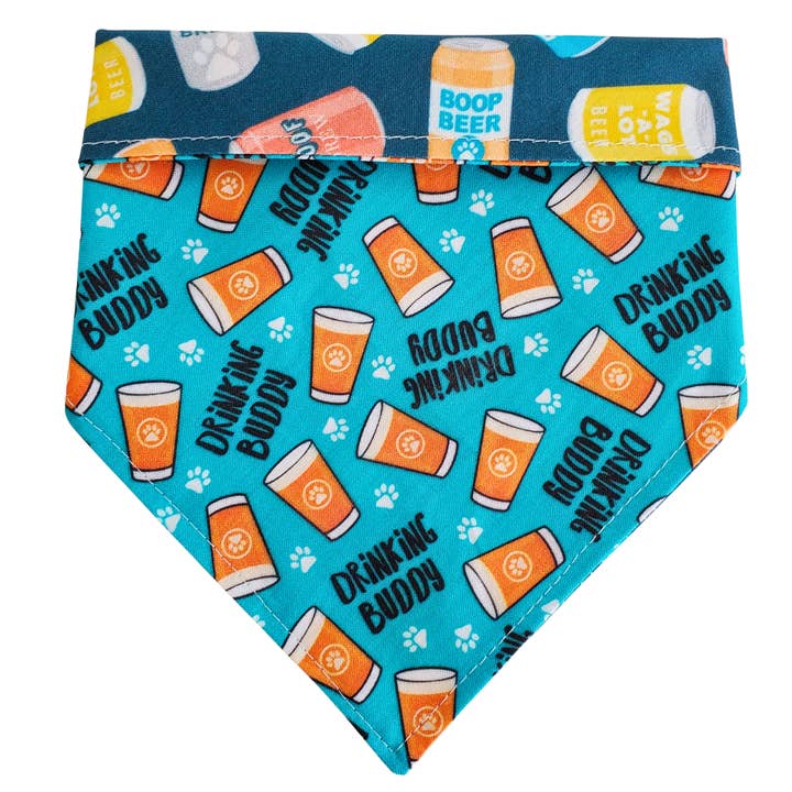 Blue Drinking Buddy - Reversible Dog Collar Bandana for wholesale by Charlie & the Hound