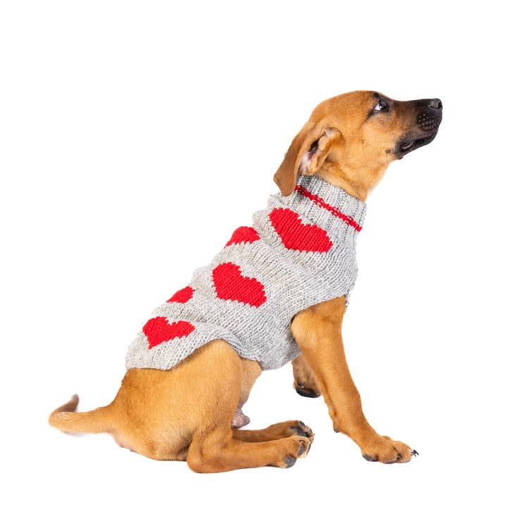 CHILLY DOG LLC - Wholesale Pet Sweater - Dog - Red Hearts Dog Sweater
