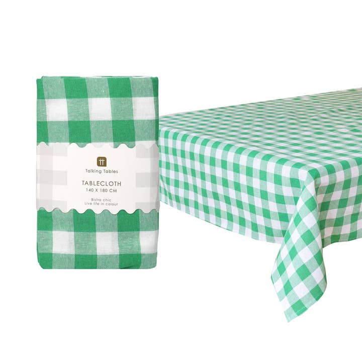Grøn og hvid gingham dug i stof | Forår | Sommer for engroshandel hos Talking Tables EU