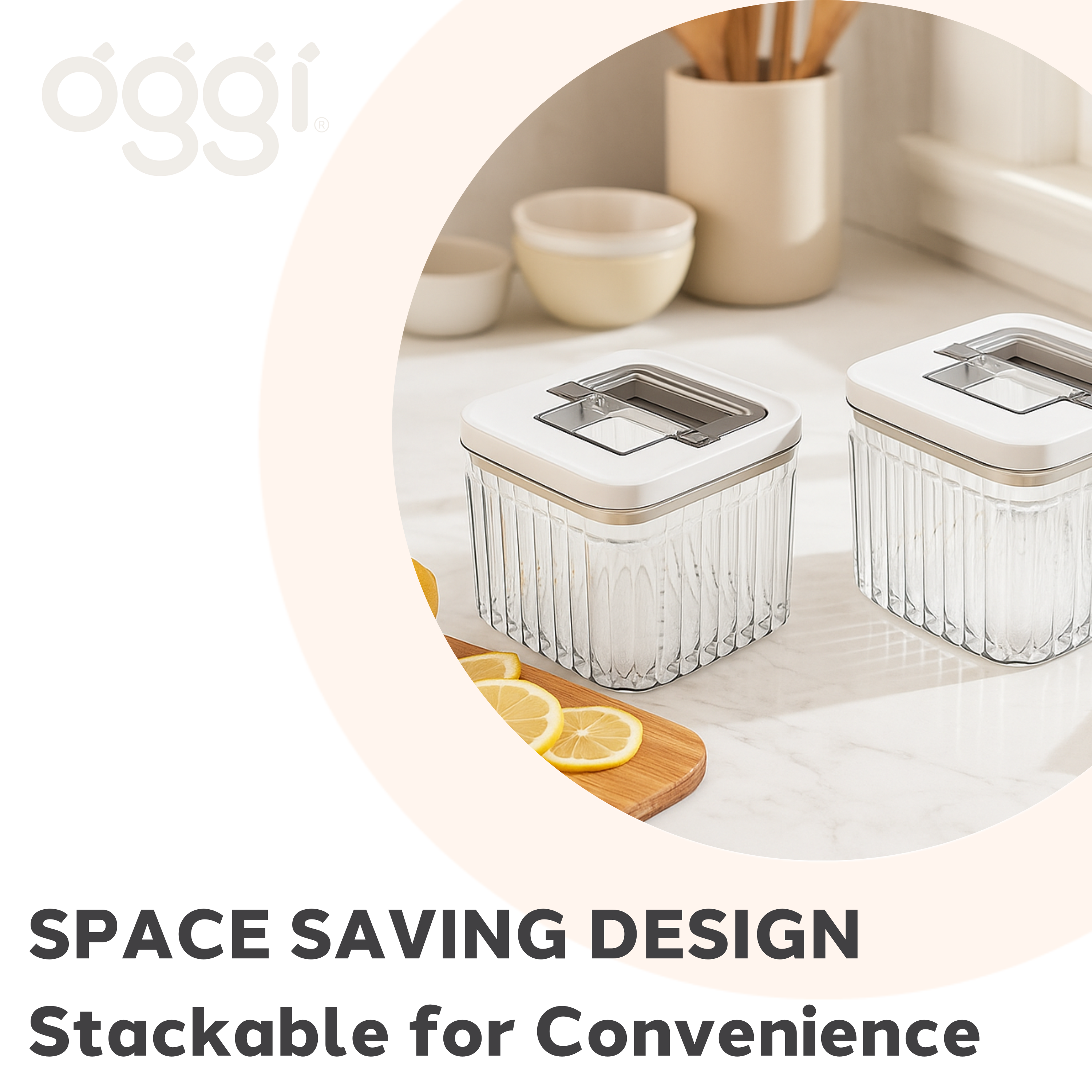 Oggi - Wholesale Canister set - Food Canisters - Set of 2 Airtight Fluted - 40.5 oz5