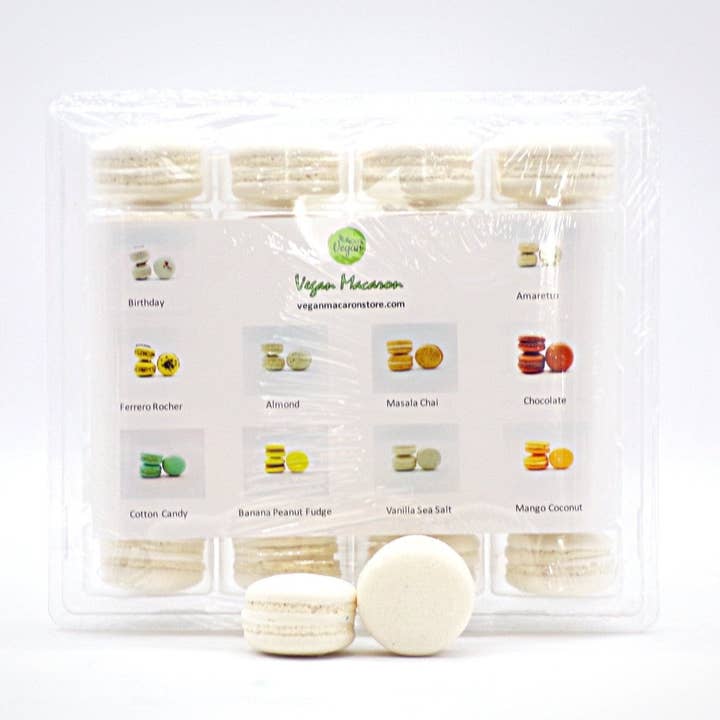 Wholesale Vanilla Sea Salt Vegan Macarons | Available in 24 & 48 Pack | A great addition for your bakery establishment or your next party for wholesale by macaron centrale