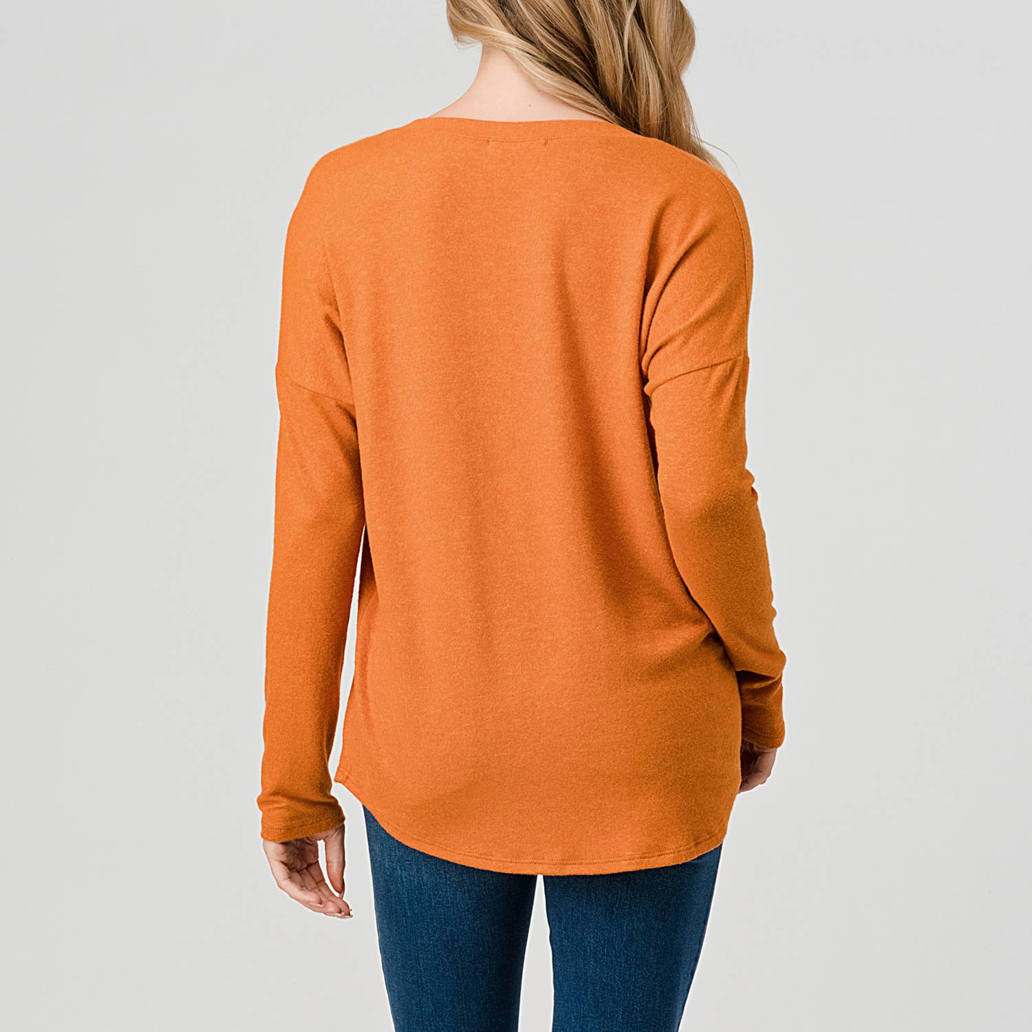 Heimious - Wholesale Knit Top - Women's - Long Sleeve V-neck Brushed Knit Top, 273854