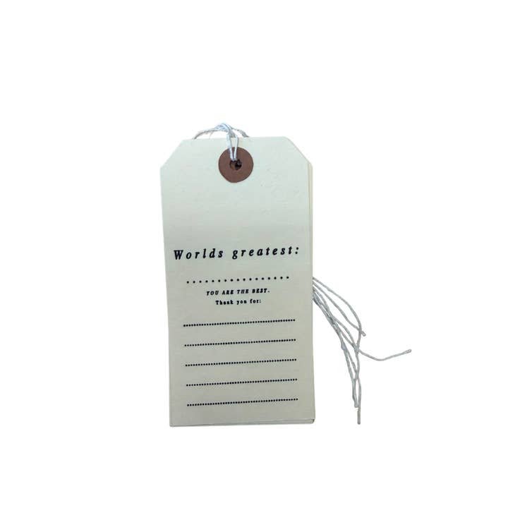 Worlds greatest letter press tag set for wholesale by soch and co