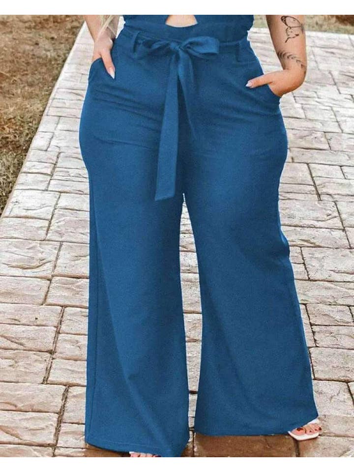 BLUE stylish plus size wide leg jumpsuit for wholesale on Faire1