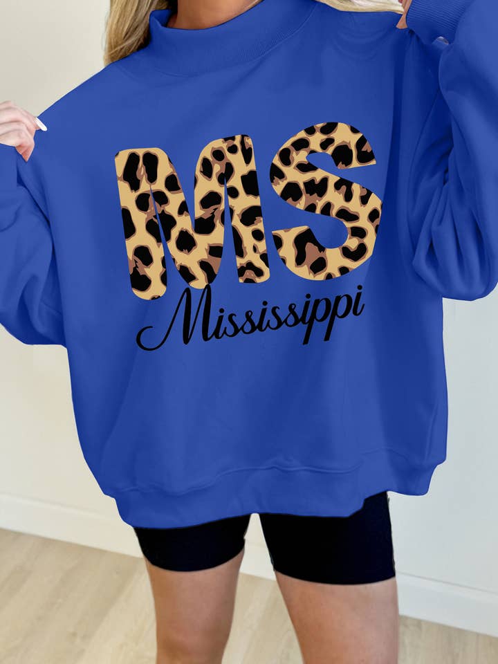 Sweat-shirt bleu surdimensionné à col montant pour jour de match pour la vente par fashionworks