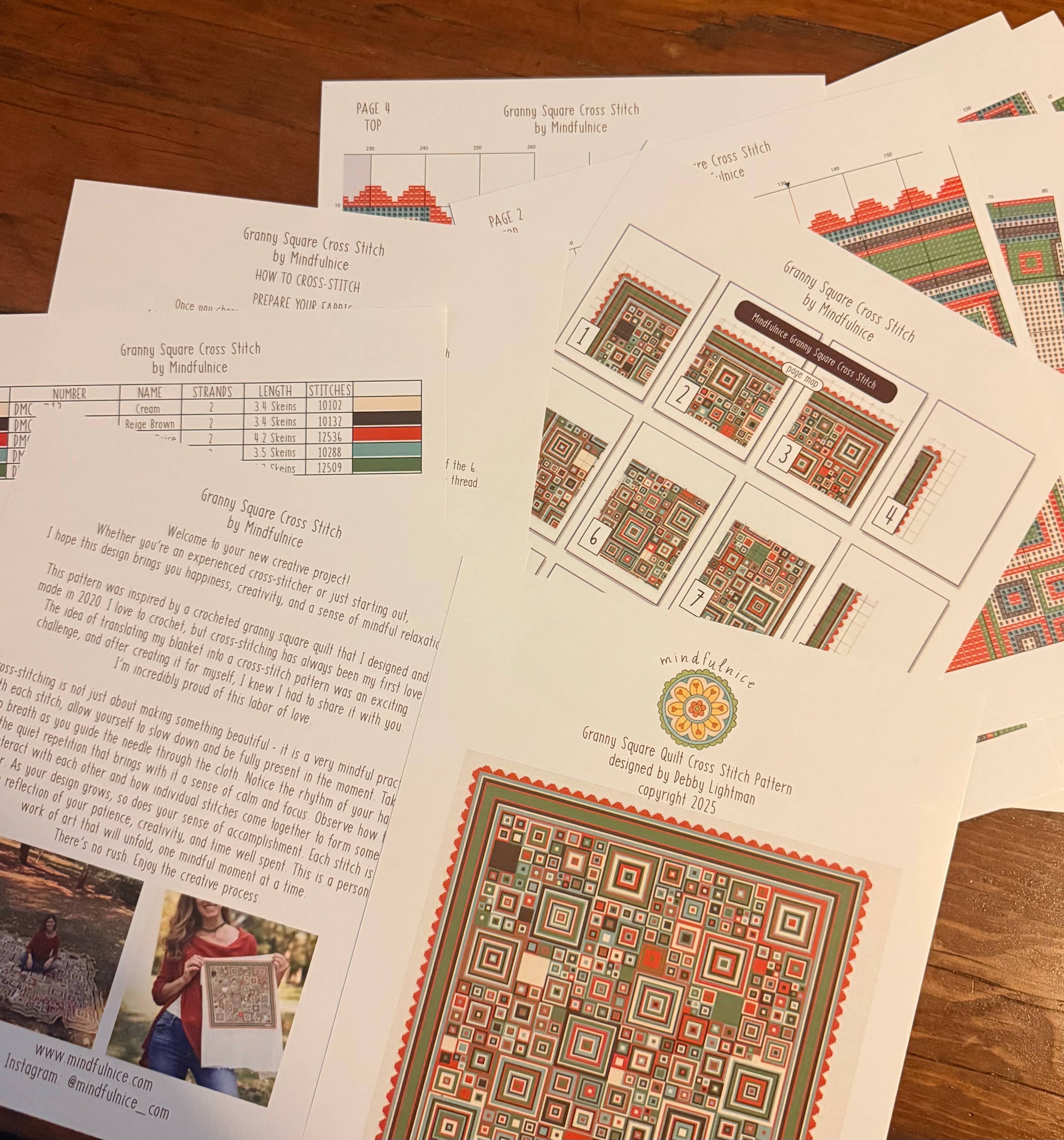 Mindfulnice - Wholesale DIY Craft Kit - Granny Square Counted Cross Stitch Pattern with Instructions4