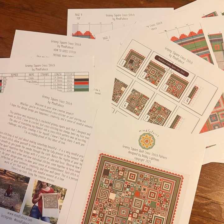 Mindfulnice - Wholesale DIY Craft Kit - Granny Square Counted Cross Stitch Pattern with Instructions4