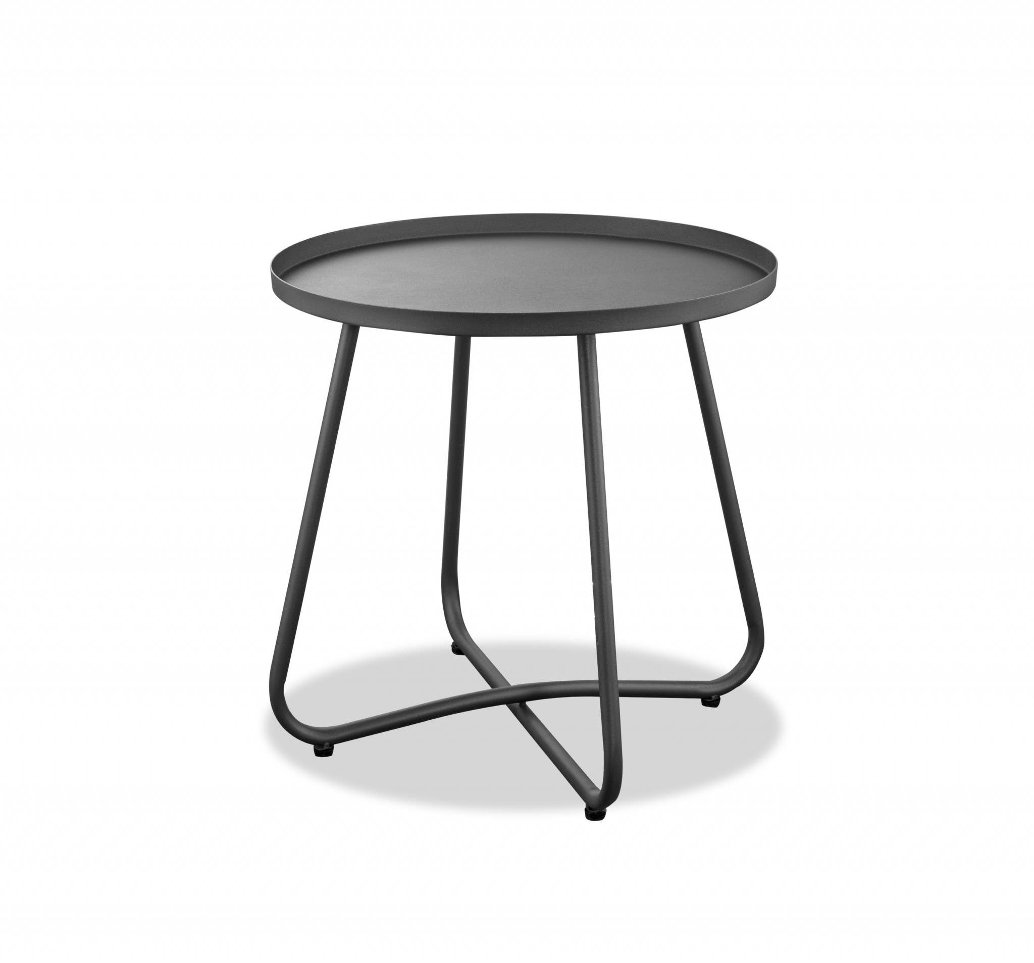HomeRoots - Wholesale Side Table - 18" Gray Aluminum Round Indoor Outdoor Side Table0