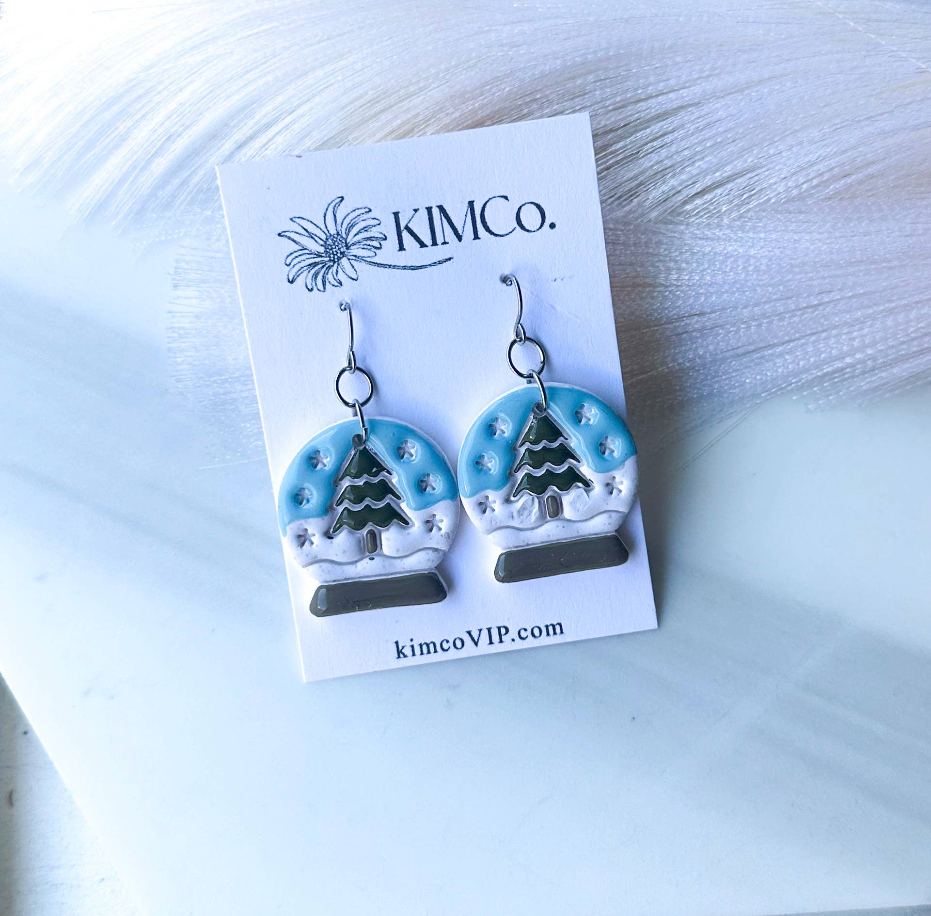 KIMCo. - Wholesale Dangle Earrings - Polymer Clay Earrings - Christmas - Snowglobe0