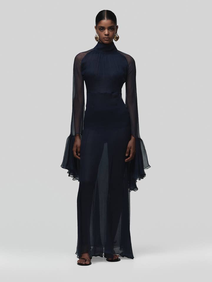 YARA Long Flowy Dress - Midnight Navy for wholesale by Cayet