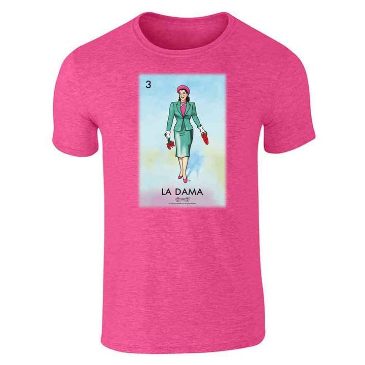 Pop Threads - Venta al por mayor Camiseta serigrafiada - Unisex - Tarjeta de bingo mexicano unisex La Dama para mujer Lady Loteria1