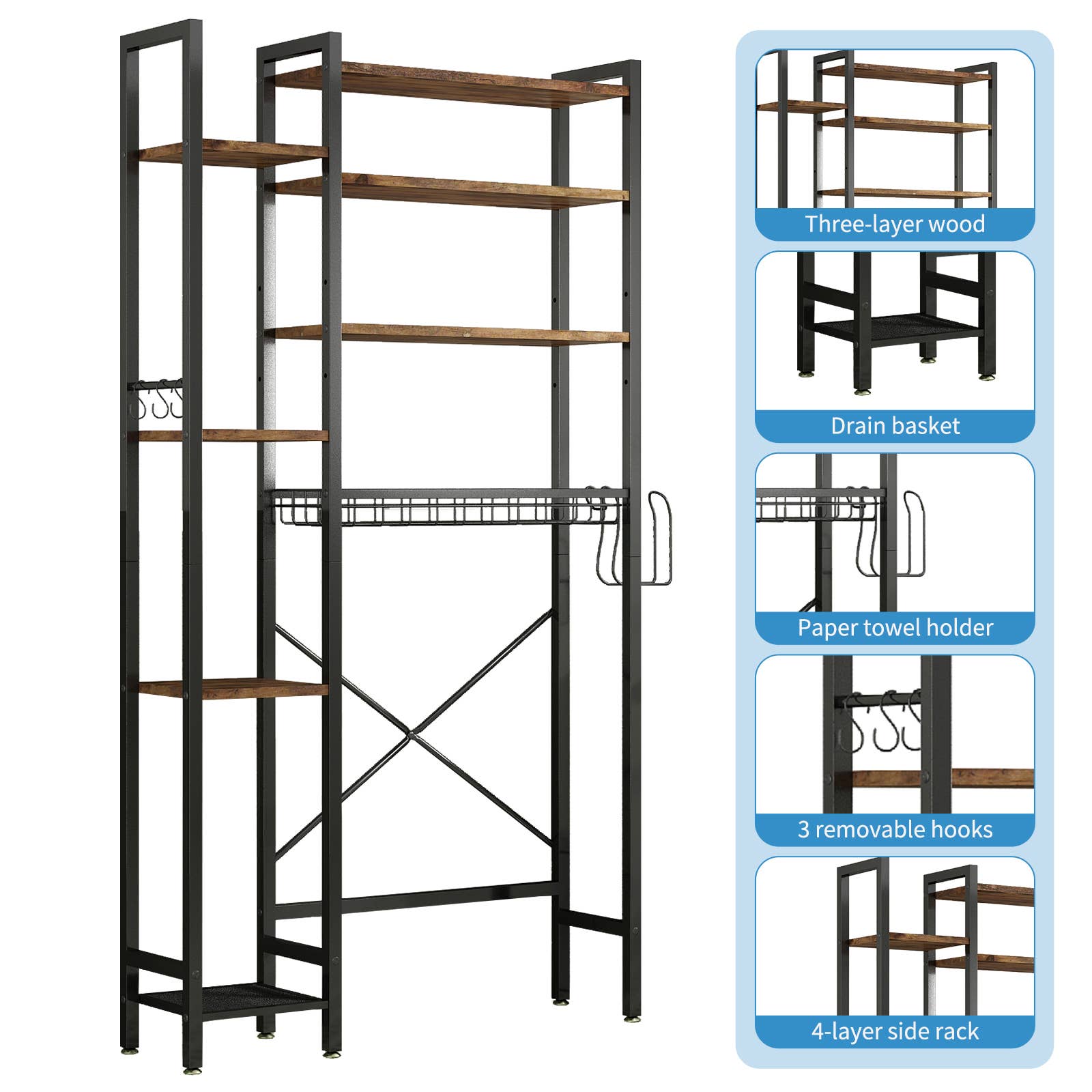 39F Inc. - Vente Supports de plantes - Support de plantes en métal à 8 niveaux avec lampe de culture pour intérieur18