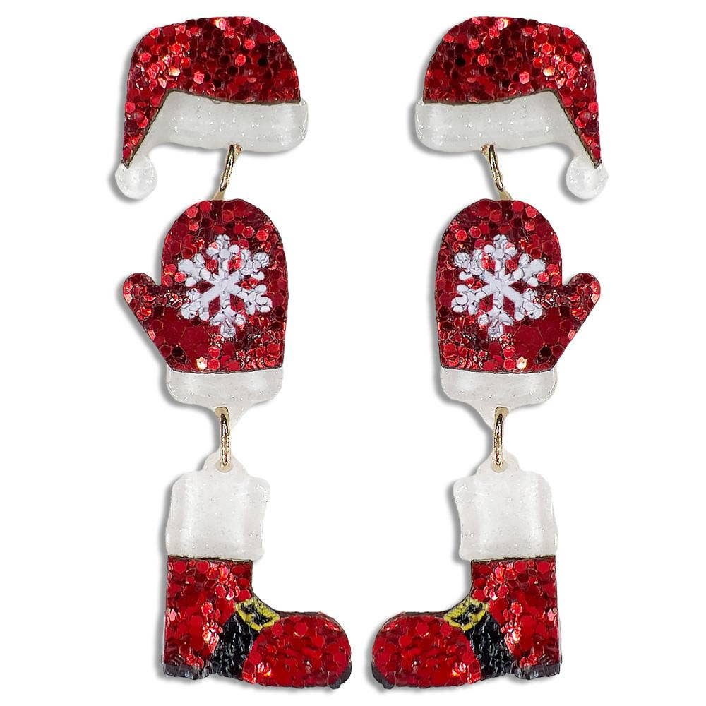 anbfashion - Wholesale Hangende/ronde oorbellen - ESSENTIËLE OORBEL VOOR KERSTGLITTER VAN ACETAAT GE-40780