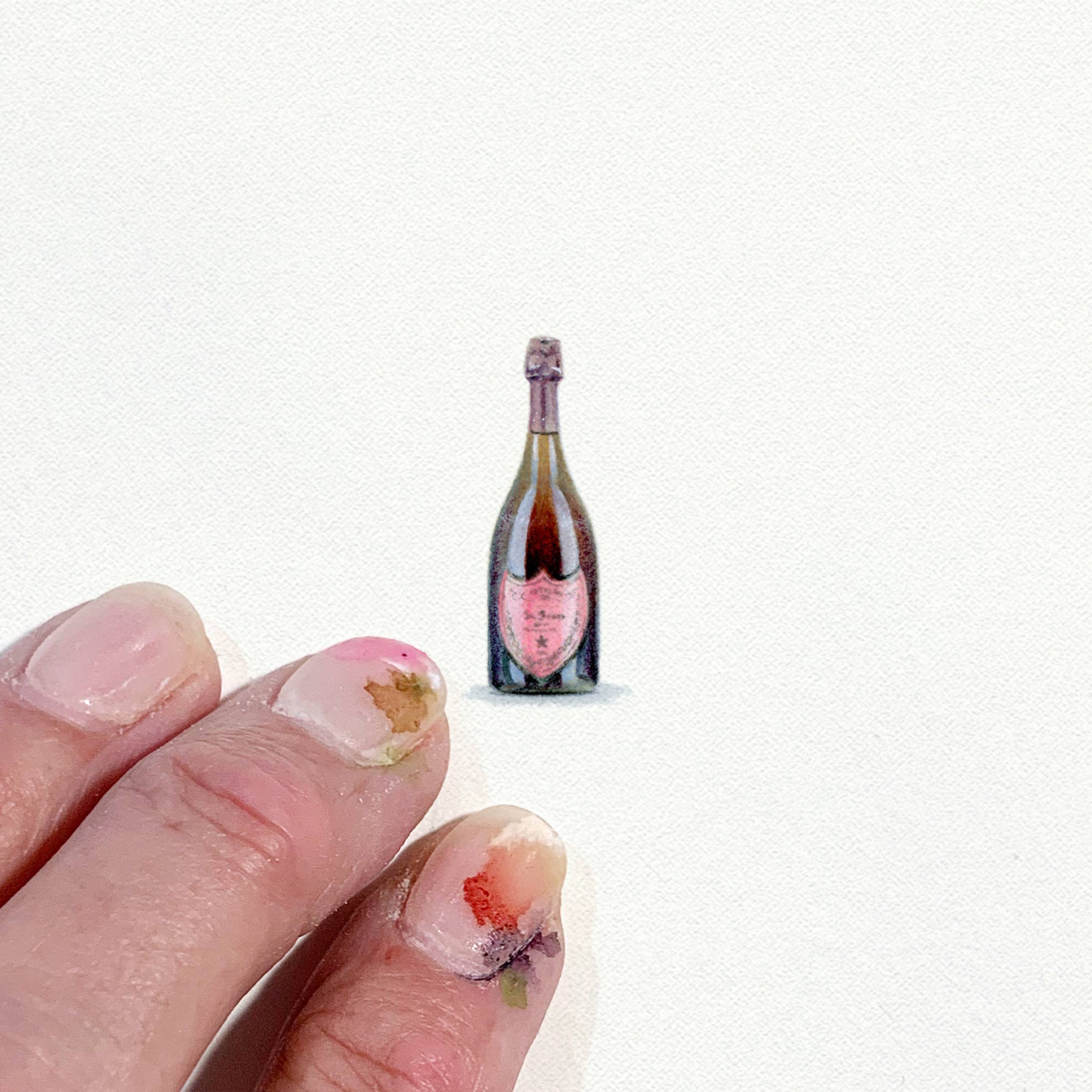 Karen Libecap Tiny Paintings - Venta al por mayor Ilustración - Estampa en acuarela de miniatura de champán Dom Perignon1