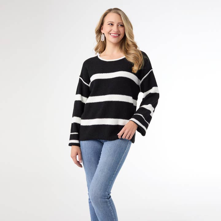 Carolyn Crew Neck Striped Sweater for wholesale by COCO + CARMEN