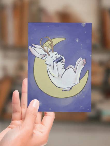 Jackalope Moon 5x7" postcard print for wholesale by Spring Fox Studios