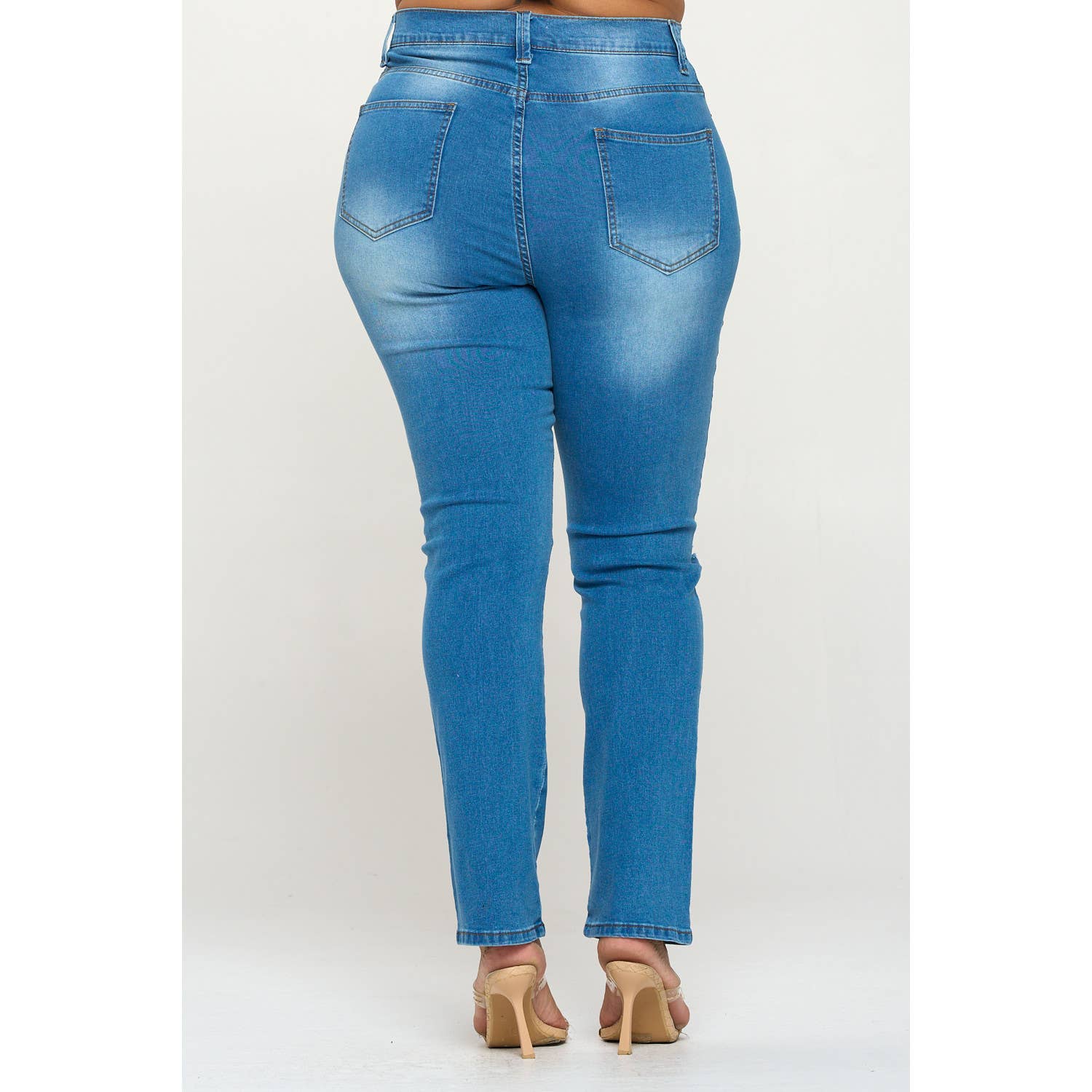 Blue Turtle - Wholesale Jeans - Women's - Plus Size Slit Knee High Waist Jean Light DH2025X8