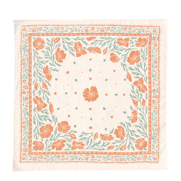 Lili Arnold - Wholesale Bandana - Women's - Organic Cotton + Hemp Bandana - California Poppy