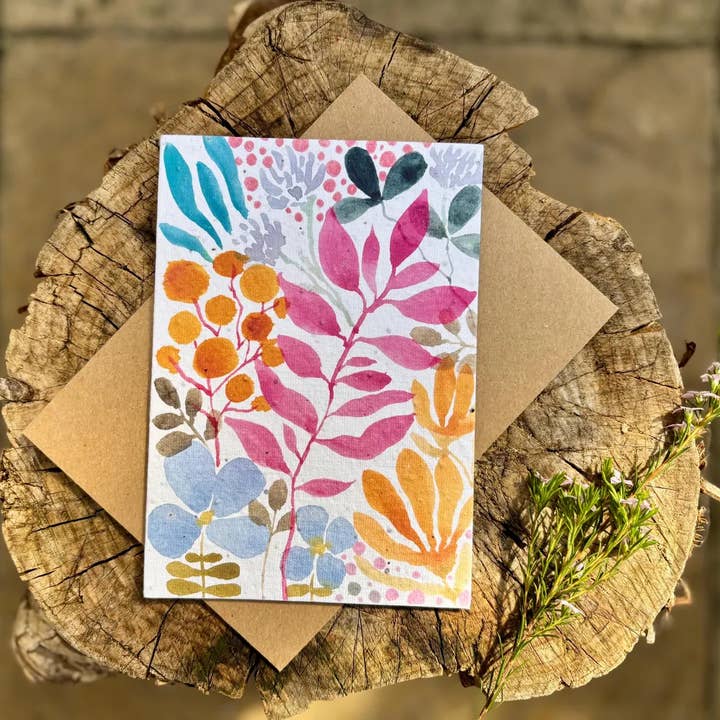 Plantable Seed Paper Birthday Card,Blank Inside,Floral card for wholesale by Erika's Whimsical Art