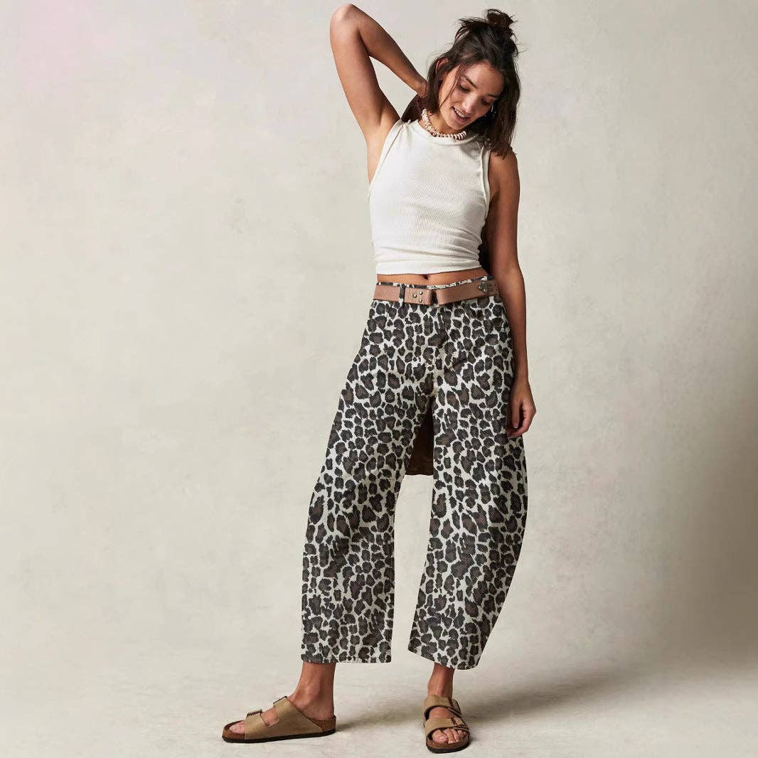 Marayn - Wholesale Jeans - Women's - Leopard Print Loose Fit MidRise Denim Jeans7