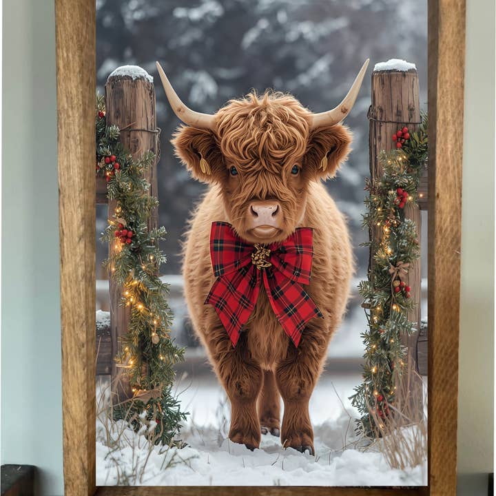Stir Crazy Signs - Wholesale Sign - Standing Guard Highland Cow Farmhouse Sign0